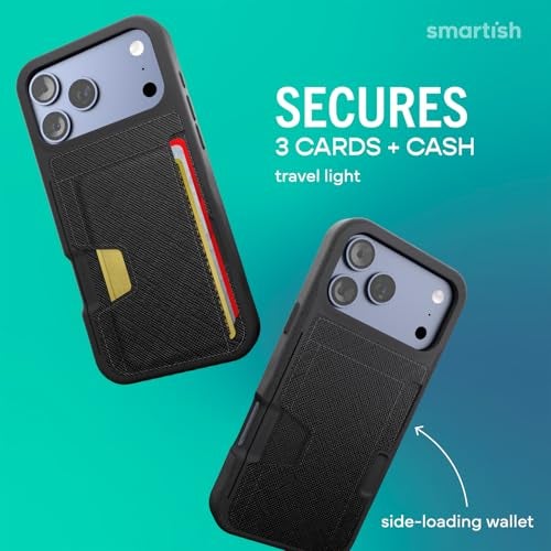 Smartish iPhone17 Pro Max Wallet Case Wallet Slayer Vol 2 Slim Protective Credit Card Holder wKickstand Drop Tested Hidden Card Slot Cover for Apple iPhone17 Pro Max Black Tie Affair - Image 3