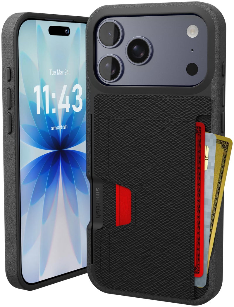Smartish iPhone17 Pro Max Wallet Case Wallet Slayer Vol 2 Slim Protective Credit Card Holder wKickstand Drop Tested Hidden Card Slot Cover for Apple iPhone17 Pro Max Black Tie Affair - Image 2