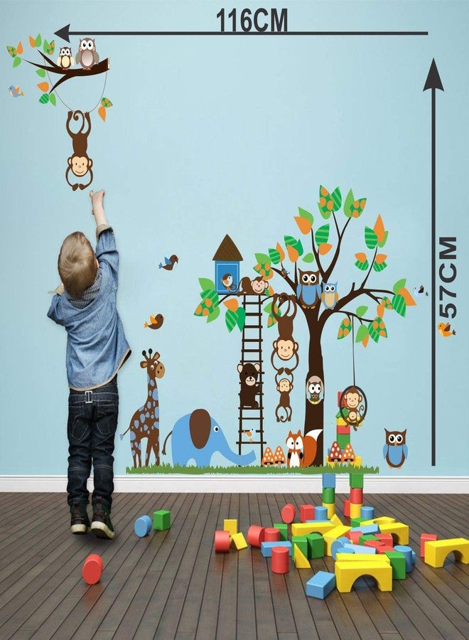 DecorVilla Decor Villa™ PVC Vinyl Jungle 3D Wall Sticker JUST Peel & Stick New Modern Art & Trendy Wall Stickers for Home Decoration, Living Room,Office Bedroom etc Size- 58 CM X 55 CM, Multicolor - Image 4
