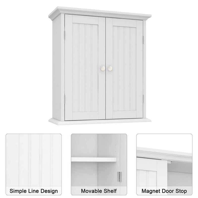 ChooChoo Bathroom Wall Cabinet, Over The Toilet Space Saver Storage Cabinet, Medicine Cabinet with 2 Door and Adjustable Shelves, Cupboard - Image 3