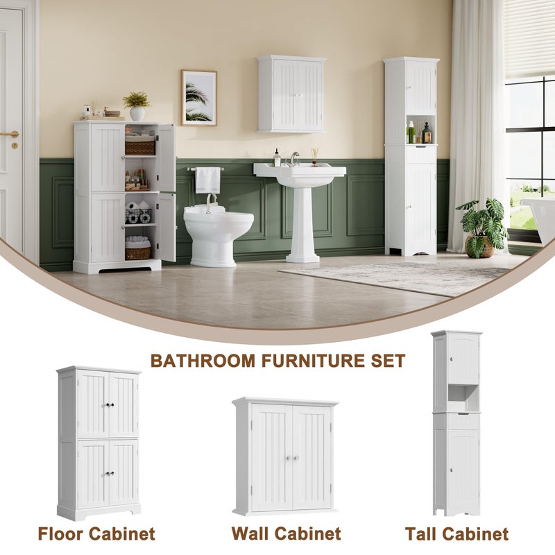 ChooChoo Bathroom Wall Cabinet, Over The Toilet Space Saver Storage Cabinet, Medicine Cabinet with 2 Door and Adjustable Shelves, Cupboard - Image 5
