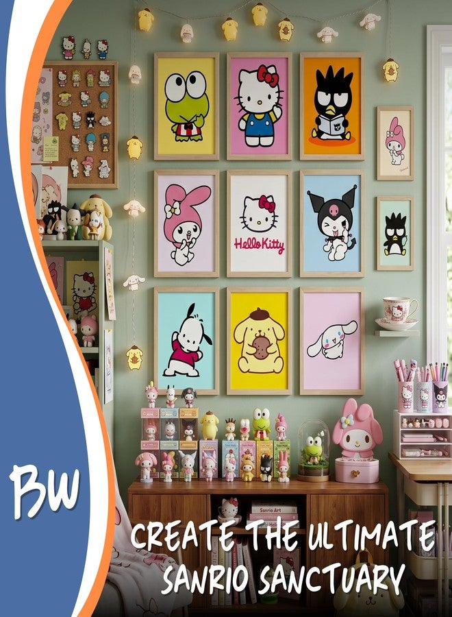 BigWig Prints Hello Kitty Poster Set - Hello Kitty Wall Decor, My Melody, Keroppi, Pompompurin, Kuromi, Badtz-Maru, Cinnamoroll, Wall Art Posters for Girls bedroom - Unframed Set Of 9 (8x10”) - Image 3
