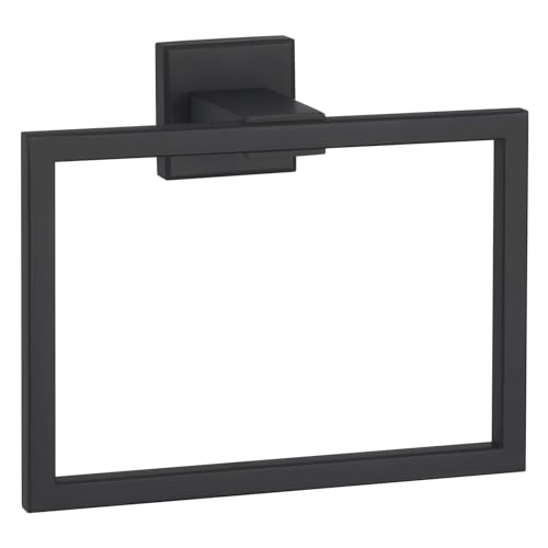 Angle Simple Towel Holder Matte Black, Stainless Steel Square Hand Towel Ring Rack Hanger for Bathroom Wall Mount, 7.09 Inches - Image 1
