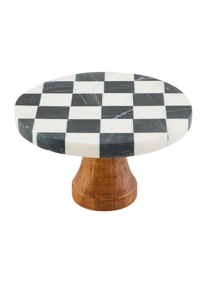 Mud Pie Checkered Marble Pedestal Set; 5 1/2" x 10" dia - Image 1