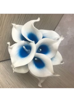 Artificial Mini PU Calla Lily Multiple Colors Blue heart and white edge
