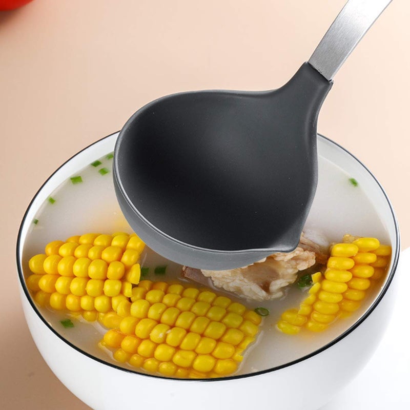 pepplo Kitchen Silicone Ladle SpoonCooking Utensils Silicone Soup Ladle with Heat Resistant Silicone Covering Head and StayCool Stainless Steel Handle - Image 3