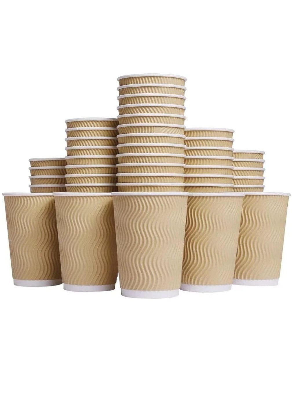 MahMir MahMir® 8oz. Brown Disposable Ripple Insulated Coffee Cups - Eco-Friendly Disposable Cups - Hot Beverage Corrugated Paper Cups - Sleeve Ripple Wall Paper Coffee Cups for Drink-Tea Cup (8 oz. 100pcs) 