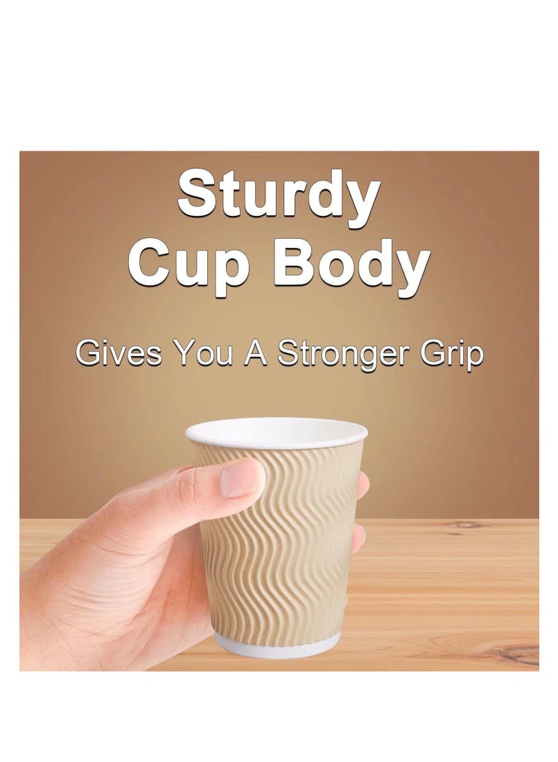 MahMir MahMir® 8oz. Brown Disposable Ripple Insulated Coffee Cups - Eco-Friendly Disposable Cups - Hot Beverage Corrugated Paper Cups - Sleeve Ripple Wall Paper Coffee Cups for Drink-Tea Cup (8 oz. 100pcs)  - Image 2