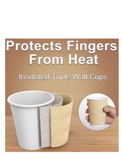 MahMir MahMir® 8oz. Brown Disposable Ripple Insulated Coffee Cups - Eco-Friendly Disposable Cups - Hot Beverage Corrugated Paper Cups - Sleeve Ripple Wall Paper Coffee Cups for Drink-Tea Cup (8 oz. 100pcs)  - Image 3