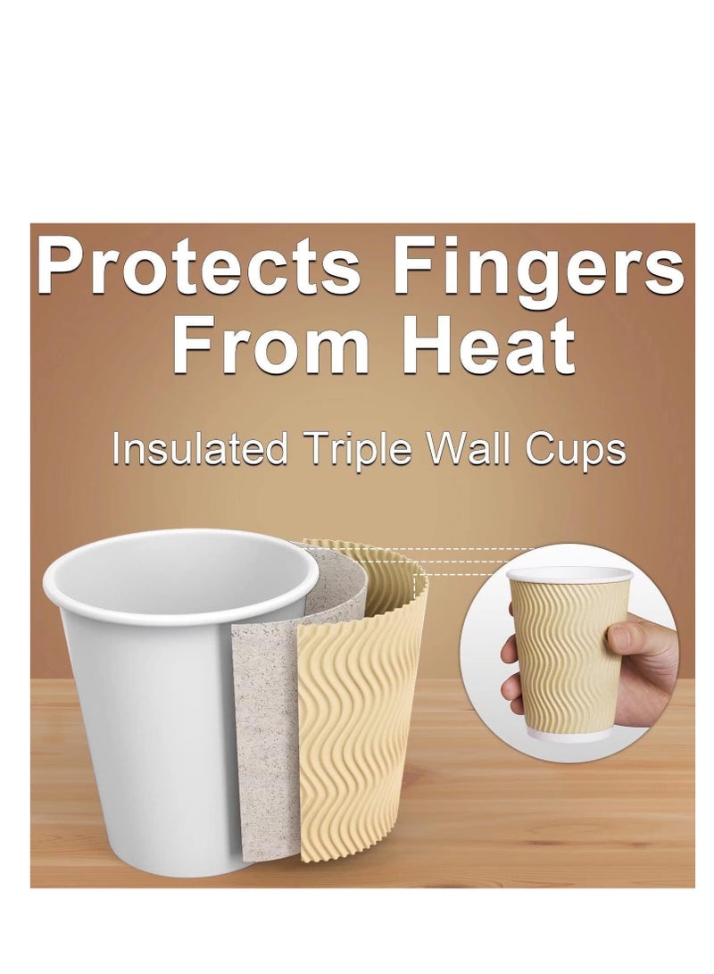 MahMir MahMir® 8oz. Brown Disposable Ripple Insulated Coffee Cups - Eco-Friendly Disposable Cups - Hot Beverage Corrugated Paper Cups - Sleeve Ripple Wall Paper Coffee Cups for Drink-Tea Cup (8 oz. 100pcs)  - Image 3