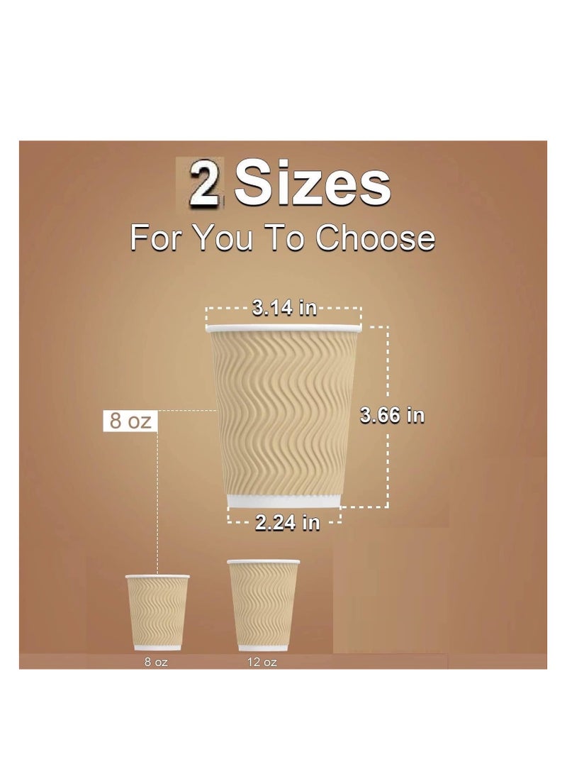 MahMir MahMir® 8oz. Brown Disposable Ripple Insulated Coffee Cups - Eco-Friendly Disposable Cups - Hot Beverage Corrugated Paper Cups - Sleeve Ripple Wall Paper Coffee Cups for Drink-Tea Cup (8 oz. 100pcs)  - Image 4