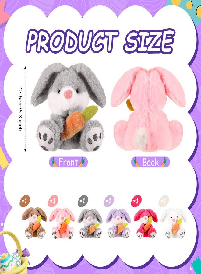 مجموعة سيمجوينج المكونة من 6 قطع من أرنب عيد الفصح القطيفة، بطول 5.3 بوصة، أرنب محشو يجلس بآذان متدلية مع جزرة، ناعم وجميل للأطفال الرضع من الجنسين، مثالي لحشو سلال عيد الفصح وحفلات أعياد الميلاد. - Image 5