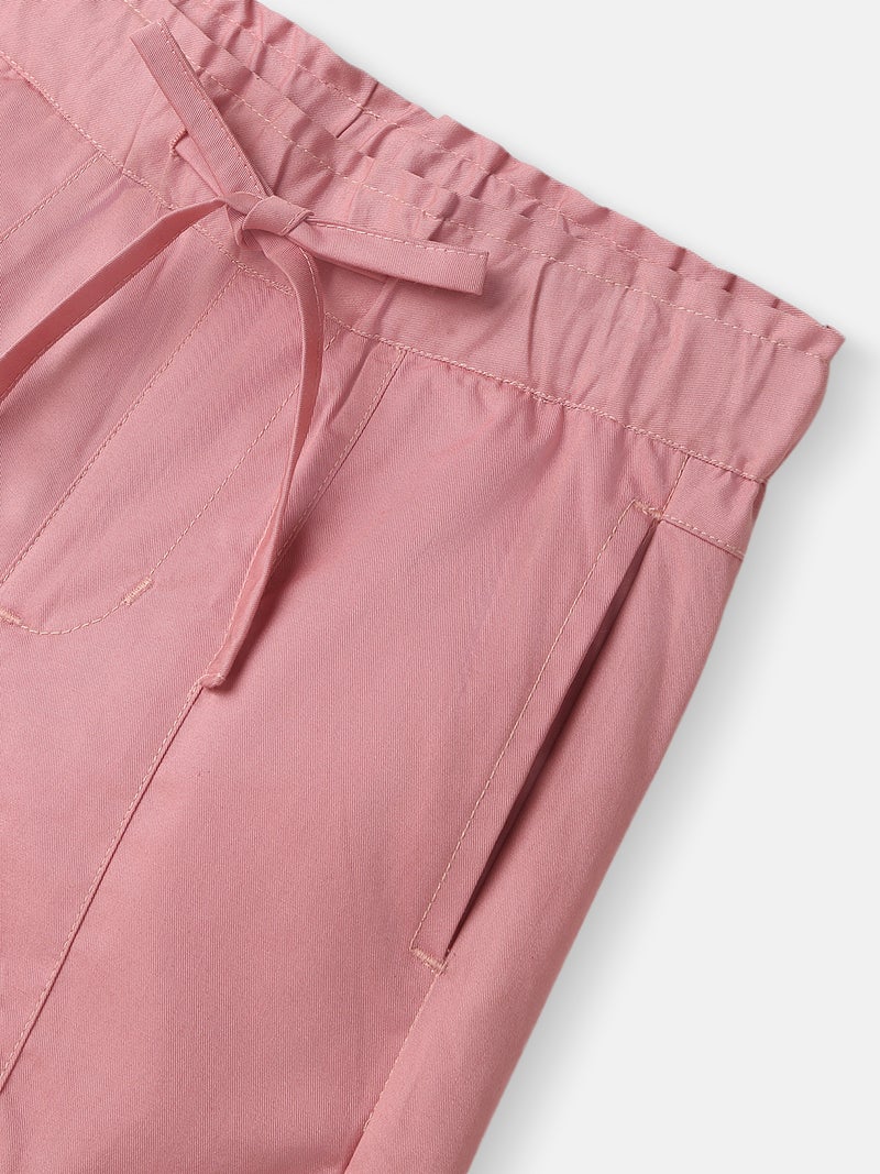 Nautinati Girls’ Cotton Cargo | Cargo Joggers for 4-8 Years | Floral Embroidery | Cargo with Pockets - Image 3