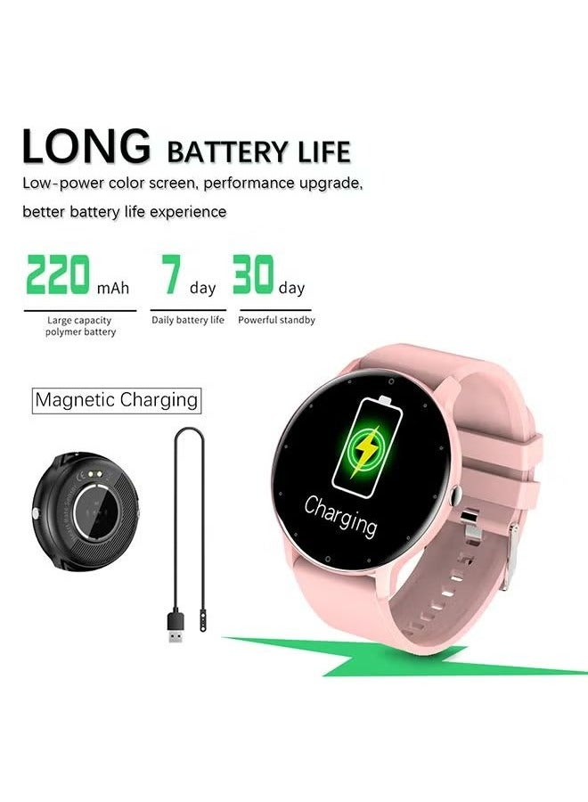 RollsTimi  Men's and women's smartwatches, fitness trackers and heart rate, blood pressure, blood oxygen, sleep monitor IP67 waterproof 1.28" full touch screen fashion sports watch Android IOS, RT-ZL02Pro Pink  - Image 3