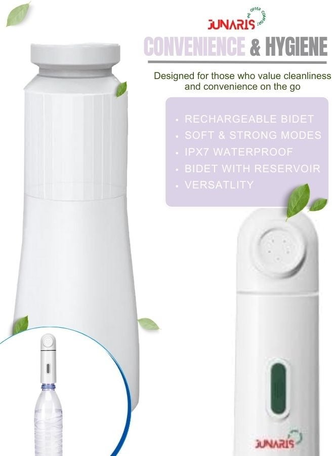 جوناريس بيديه محمول مع خزان سعة 400 مل، بيديه سفر محمول صغير قابل لإعادة الشحن كهربائيًا عالي الضغط بمنفذ USB من النوع C، بخاخ مياه للنساء والرجال، للعناية بعد الولادة (بيديه جيب قابل لإعادة الشحن) - Image 5