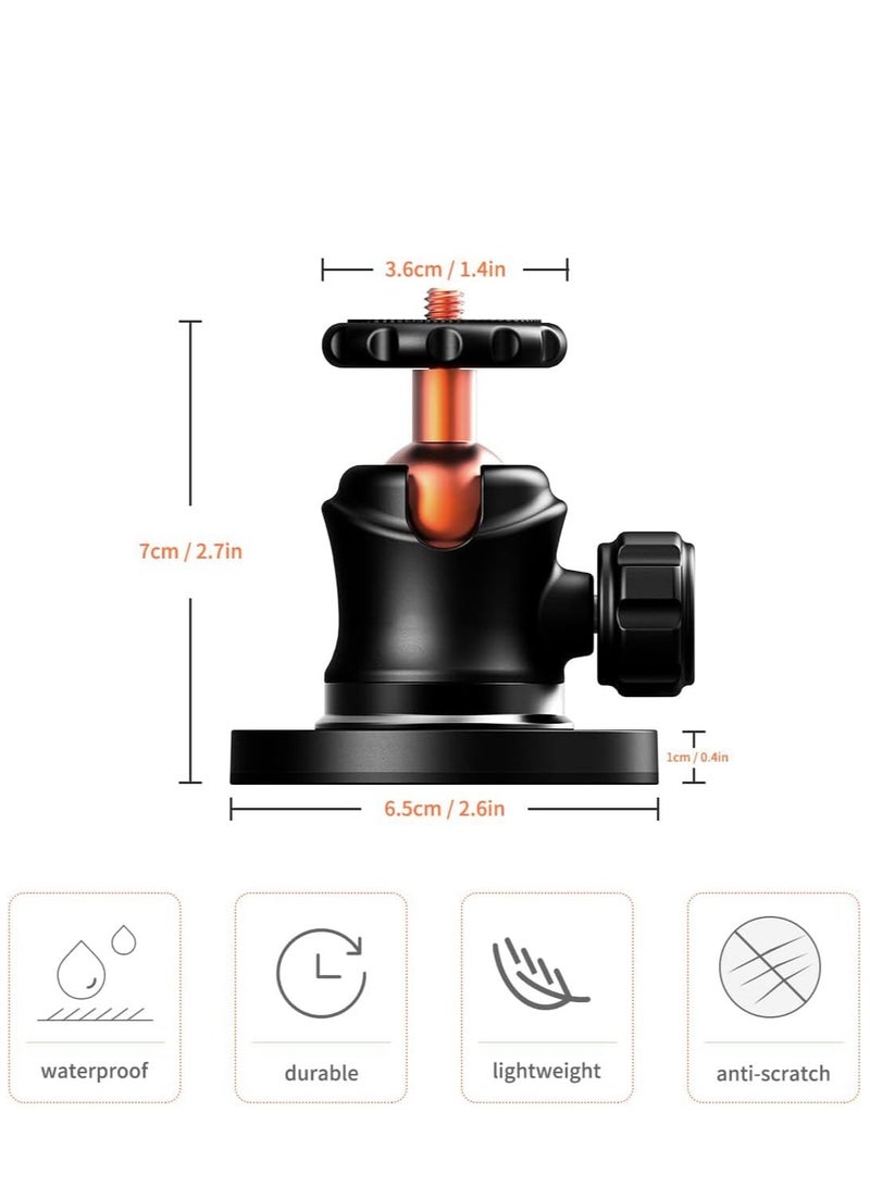 KASTWAVE Magnetic Camera Mount with Mini Ball Head, Magnetic Mount Base Stand with 1/4"-20 Male Thread Stud for Camera, for AKASO Action Camera, for Insta360 Action Camera, for DJI Osmo Action Camera - Image 3