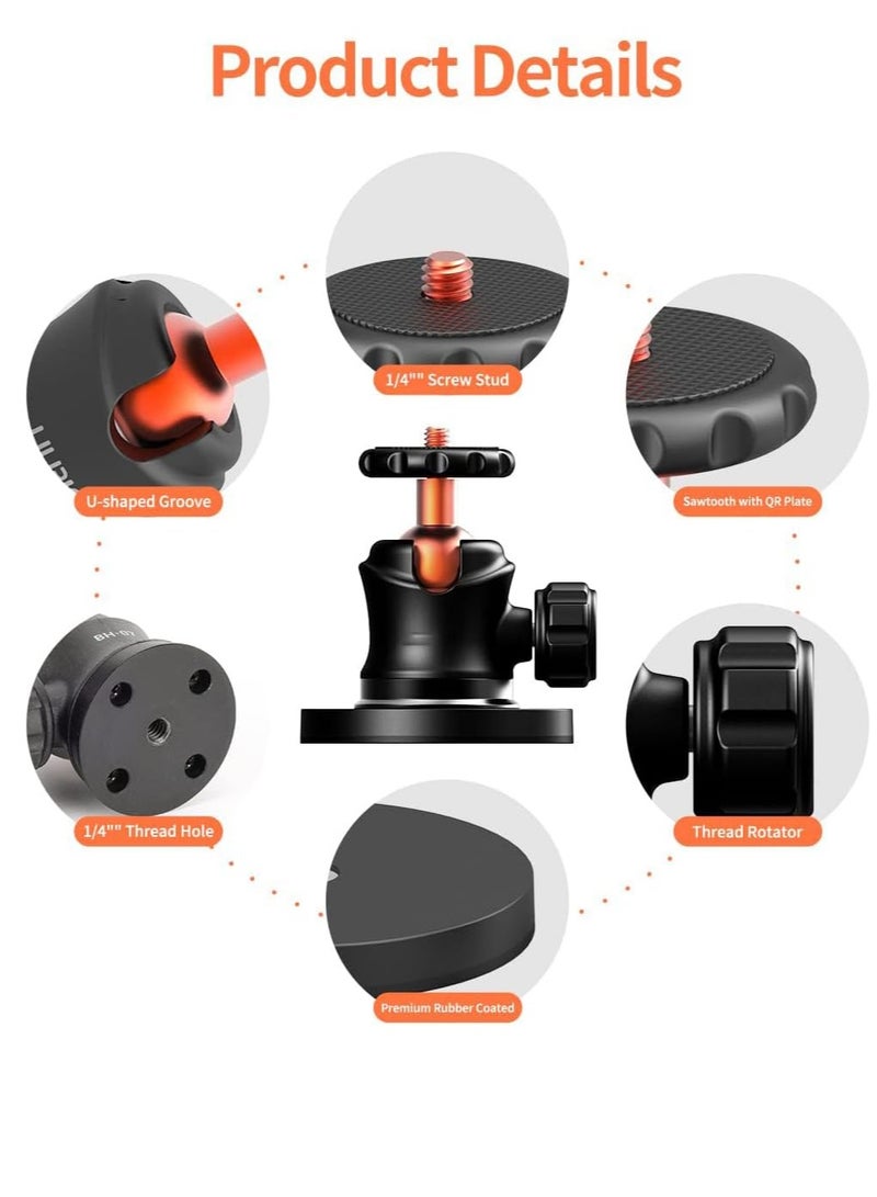 KASTWAVE Magnetic Camera Mount with Mini Ball Head, Magnetic Mount Base Stand with 1/4"-20 Male Thread Stud for Camera, for AKASO Action Camera, for Insta360 Action Camera, for DJI Osmo Action Camera - Image 2