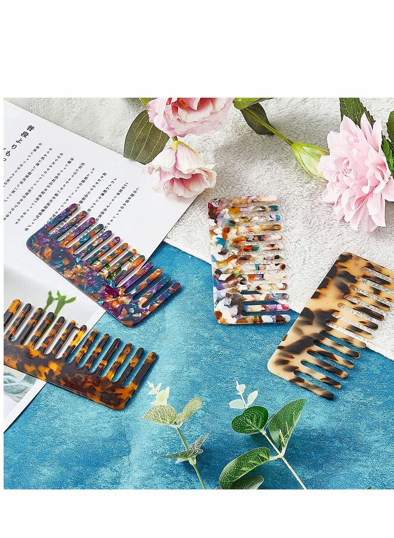 Y&D Large Wide Tooth Tortoise Shell Comb Hair Detangling Comb, 4 Pack French Teeth Pocket for Thick Curly Wavy - Image 2