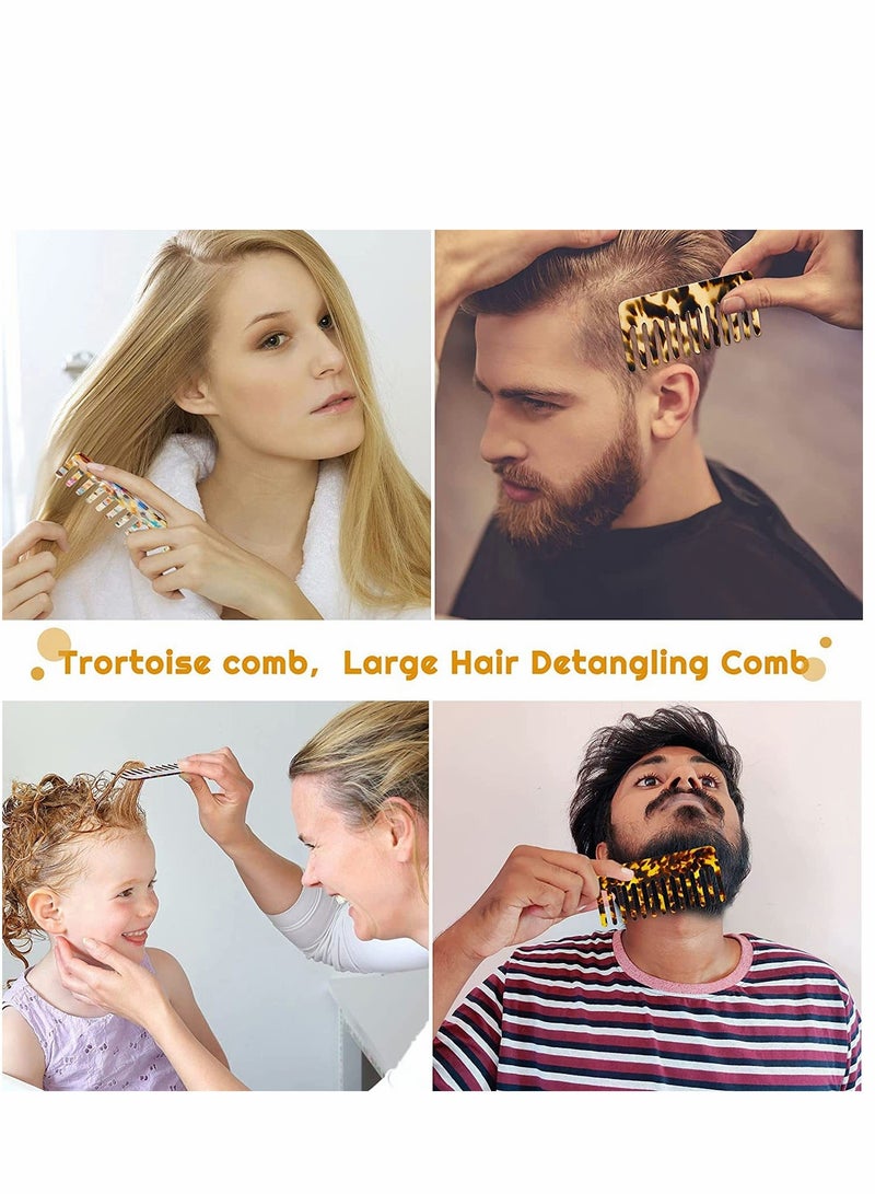 Y&D Large Wide Tooth Tortoise Shell Comb Hair Detangling Comb, 4 Pack French Teeth Pocket for Thick Curly Wavy - Image 4