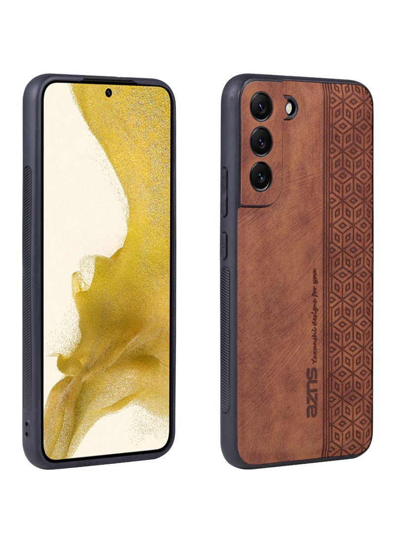 Color Fans - For Samsung S21 FE 5G Anti-scratch Phone Case Imprinted Leather Coated TPU Cover - Brown - Image 1