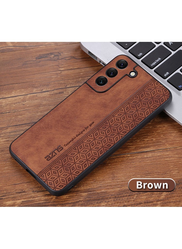Color Fans - For Samsung S21 FE 5G Anti-scratch Phone Case Imprinted Leather Coated TPU Cover - Brown - Image 1