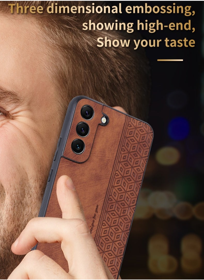 Color Fans - For Samsung S21 FE 5G Anti-scratch Phone Case Imprinted Leather Coated TPU Cover - Brown - Image 1