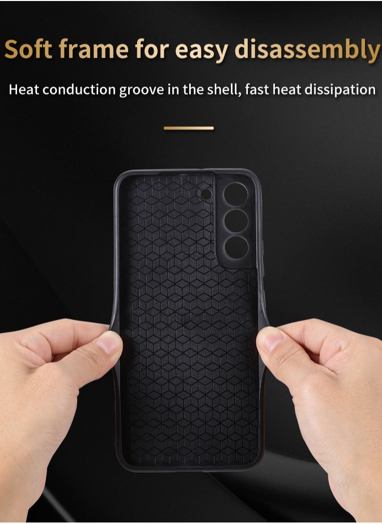 Color Fans - For Samsung S21 FE 5G Anti-scratch Phone Case Imprinted Leather Coated TPU Cover - Brown - Image 1