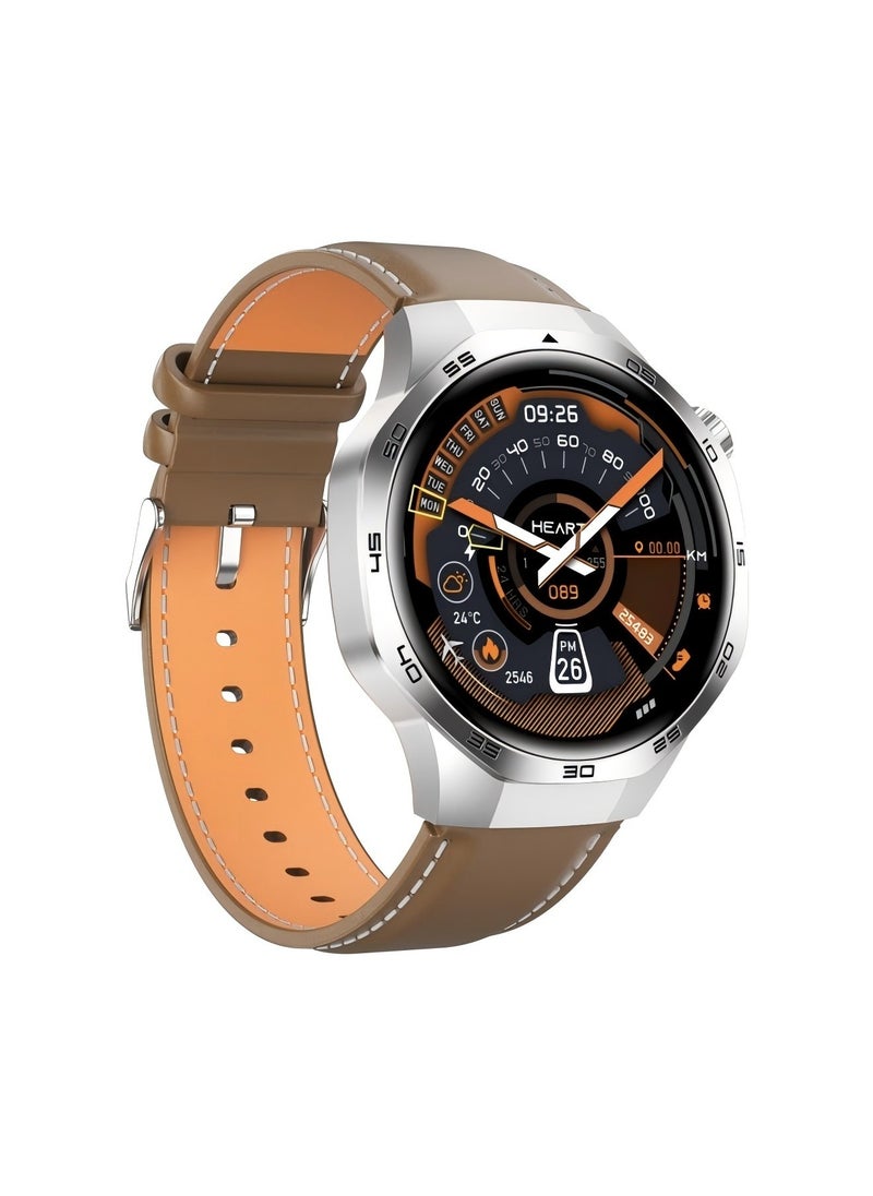Smart Watch PRO with Bluetooth Call Function (Answer/Make Calls), Fitness Tracking Watch with Sleep Monitoring Function, for iPhone/Android, IP68 Waterproof (Leather Black)