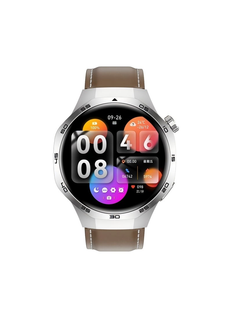 Smart Watch PRO with Bluetooth Call Function (Answer/Make Calls), Fitness Tracking Watch with Sleep Monitoring Function, for iPhone/Android, IP68 Waterproof (Leather Black)