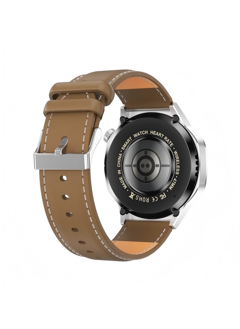 Smart Watch PRO with Bluetooth Call Function (Answer/Make Calls), Fitness Tracking Watch with Sleep Monitoring Function, for iPhone/Android, IP68 Waterproof (Leather Black)
