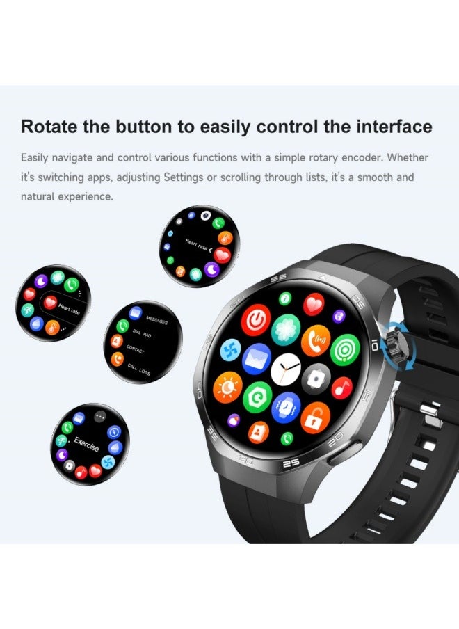 Smart Watch PRO with Bluetooth Call Function (Answer/Make Calls), Fitness Tracking Watch with Sleep Monitoring Function, for iPhone/Android, IP68 Waterproof (Leather Black)