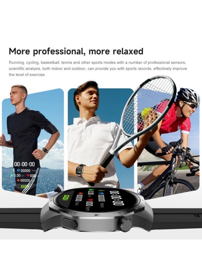 Smart Watch PRO with Bluetooth Call Function (Answer/Make Calls), Fitness Tracking Watch with Sleep Monitoring Function, for iPhone/Android, IP68 Waterproof (Leather Black)