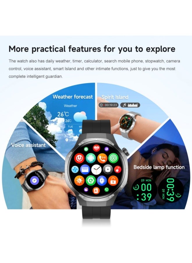 Smart Watch PRO with Bluetooth Call Function (Answer/Make Calls), Fitness Tracking Watch with Sleep Monitoring Function, for iPhone/Android, IP68 Waterproof (Leather Black)
