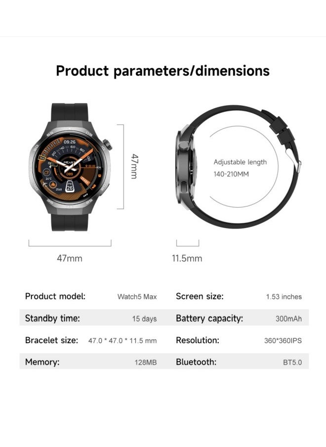 Smart Watch PRO with Bluetooth Call Function (Answer/Make Calls), Fitness Tracking Watch with Sleep Monitoring Function, for iPhone/Android, IP68 Waterproof (Leather Black)