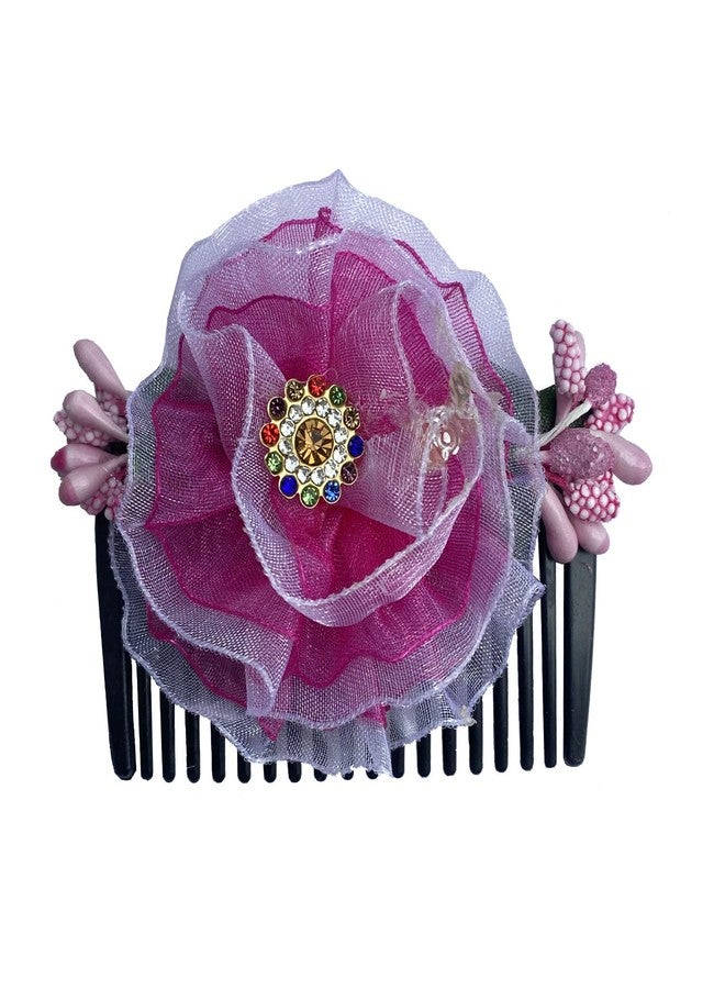 Vinshbond Hair Clips for Women Flower Hair Comb Pins Slide Hair Clips Accessories, Pack of 1 (Pink) - Image 1