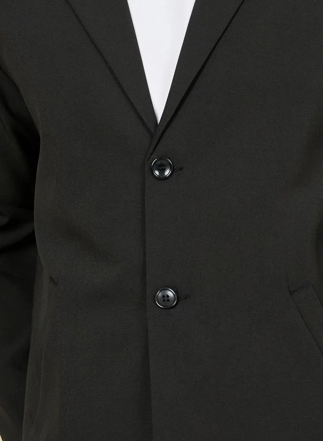 Styli Notch Lapel Oversized Blazer with Buttons