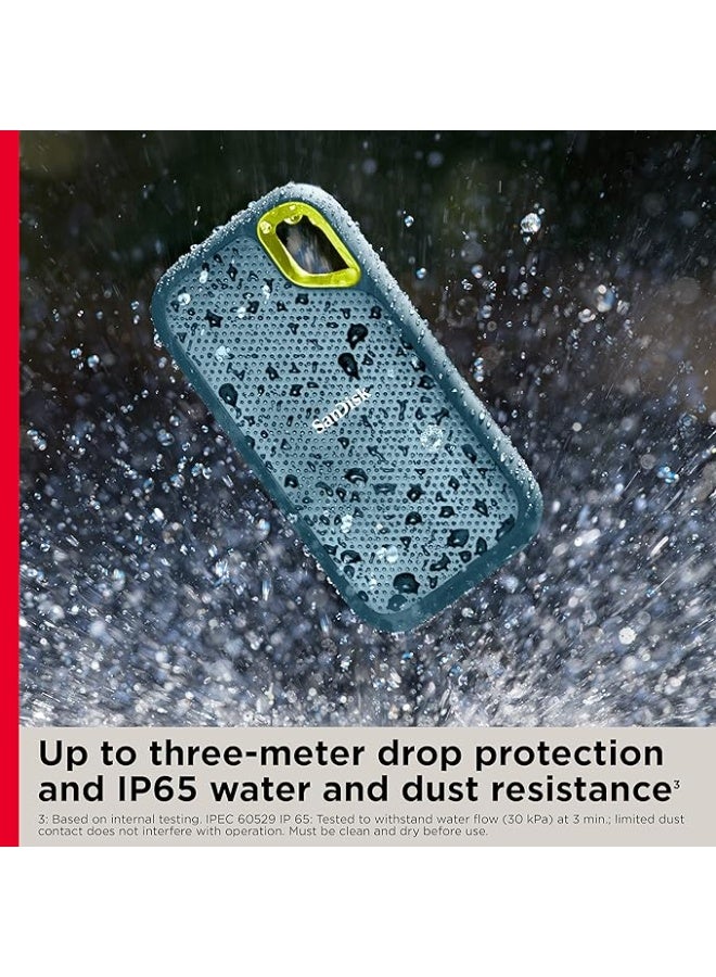 SanDisk 4TB Extreme Portable SSD - Up to 1050MB/s, USB-C, USB 3.2 Gen 2, IP65 Water and dust Resistance, External Solid State Drive, Monterey - SDSSDE61-4T00-G25M - Image 4
