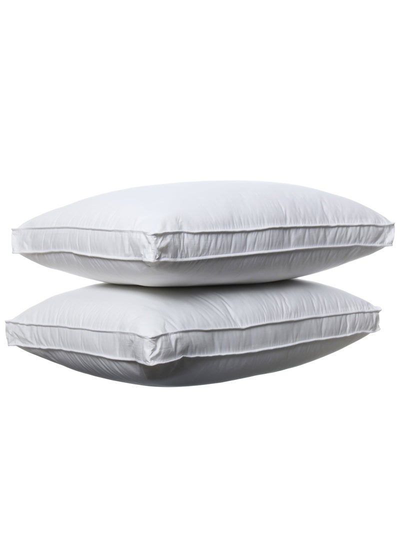 MAXQON Set of 2-Bed Pillow Double Piping Hotel Standard Soft Microfiber Anti Allergic&Anti-bacterial, Striped White, Size(50x70CM)  - Image 4