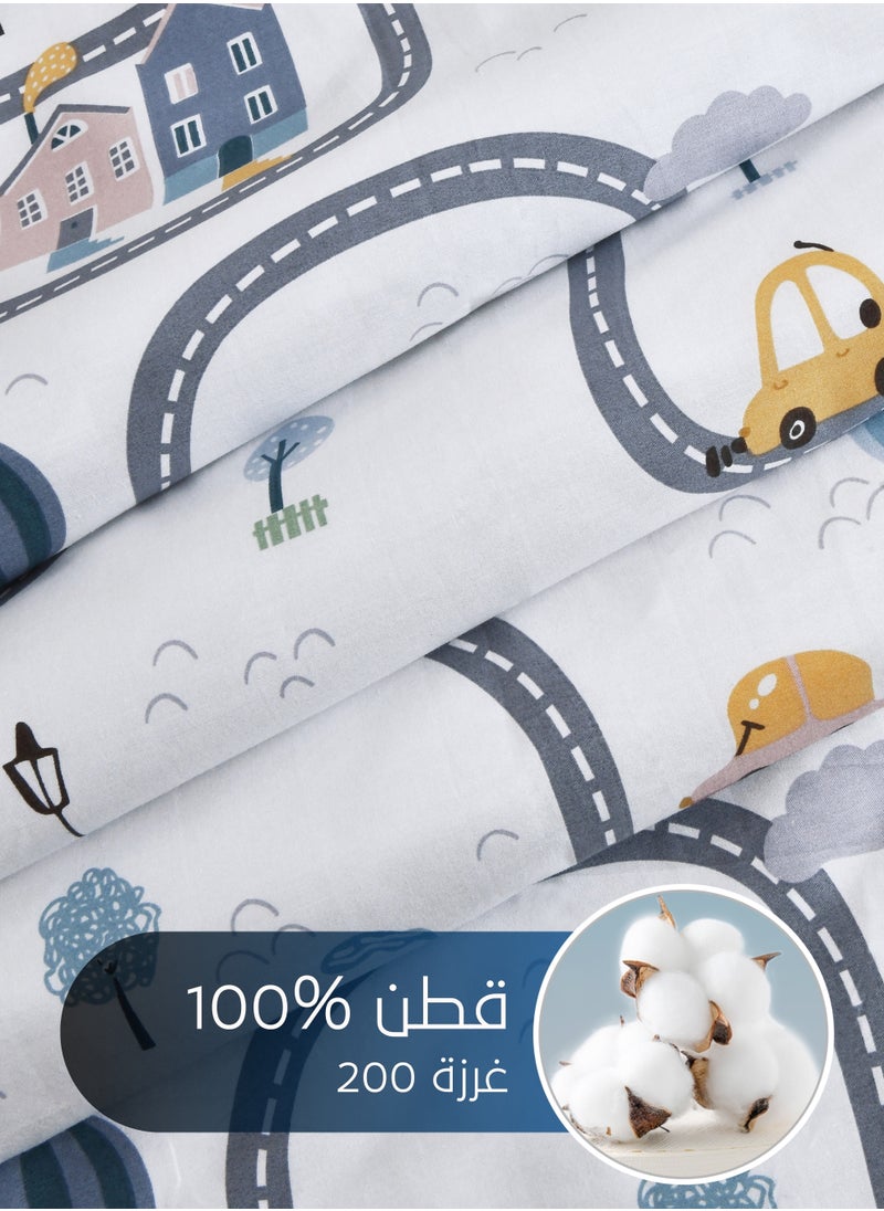 سيد المنسوجات المنزلية مفرش صيفي مفرد ونص من قطن، يناسب سرير بحجم 160 × 200 سم، 5 قطع، 100% قطن 200 غرزة، مع الحشوة القابلة للنزع، سلسلة فيرونيكا  - Image 3