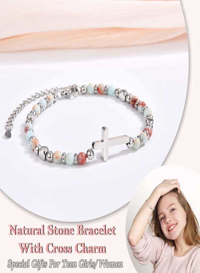 FIEEFX Teen Girl Gifts Trendy Stuff Christian Religious Christmas Stocking Stuffers Cross Bracelet for Women Girls Jewelry Valentines Day Easter Baptism Confirmation Holy Communion Birthday Graduation Gifts - Image 2