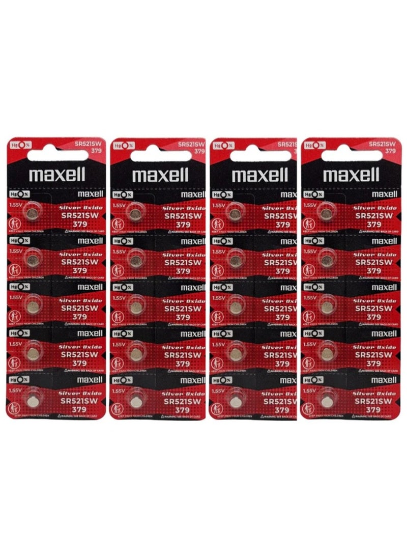 ماكسل 20-Pieces Maxell SR521SW / 379 Silver Oxide Hg0% 1.55V (maxell) Japan Batteries 
