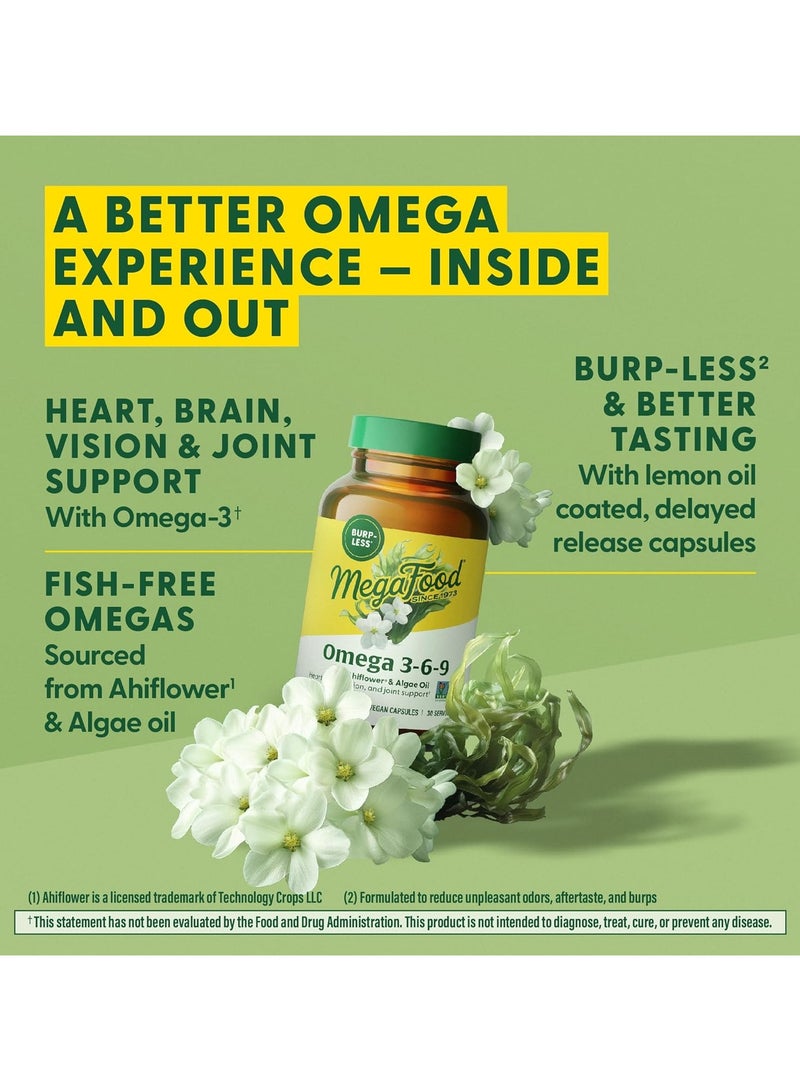 MegaFood Omega 3 6 9 - Ahiflower and Algae oil, Heart, Brain, Vision, and Joint Support, 60 Vegan Capsules, 30 Servings - Image 3