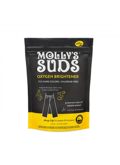Molly's Suds Oxygen Brightener Dark Wash | Powerful Bleach Alternative, Chlorine Free | Preserves Colors and Removes Stains (Cedar & Sandalwood - 41 oz)