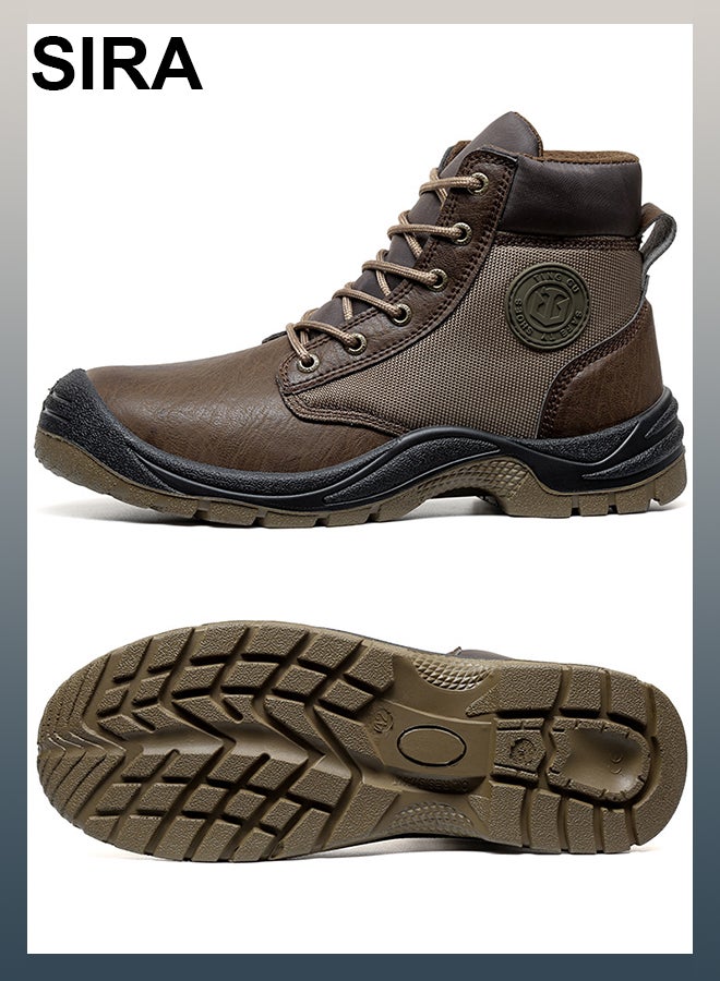 SIRA Men's Brown Safety Boots - Steel Toe Anti-Slip Work Shoes with Puncture Proof, Breathable Mesh & Anti-Static for Construction/Warehouse - Image 5
