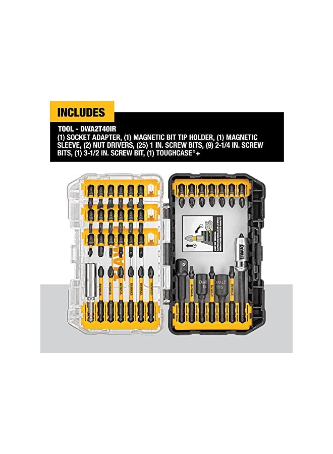 DEWALT مجموعة لقم مفك البراغي، جاهزة للصدمات، Flextorq، 40 قطعة (Dwa2T40Ir) - Image 3