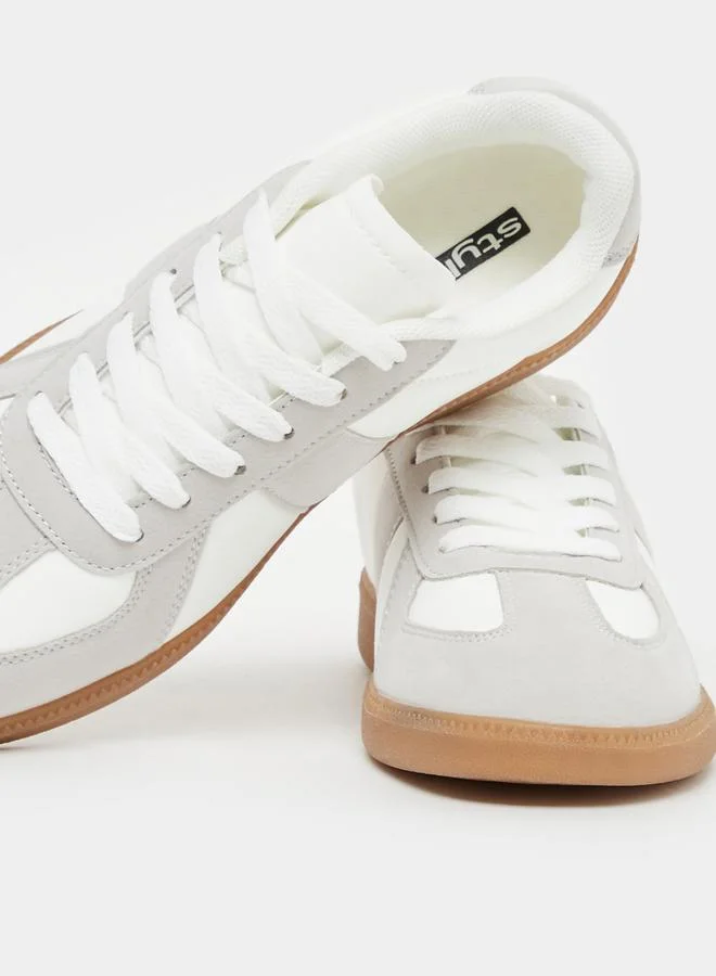 Styli Leather and Suede Look Gum Sole Sneakers