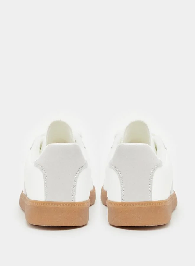 Styli Leather and Suede Look Gum Sole Sneakers