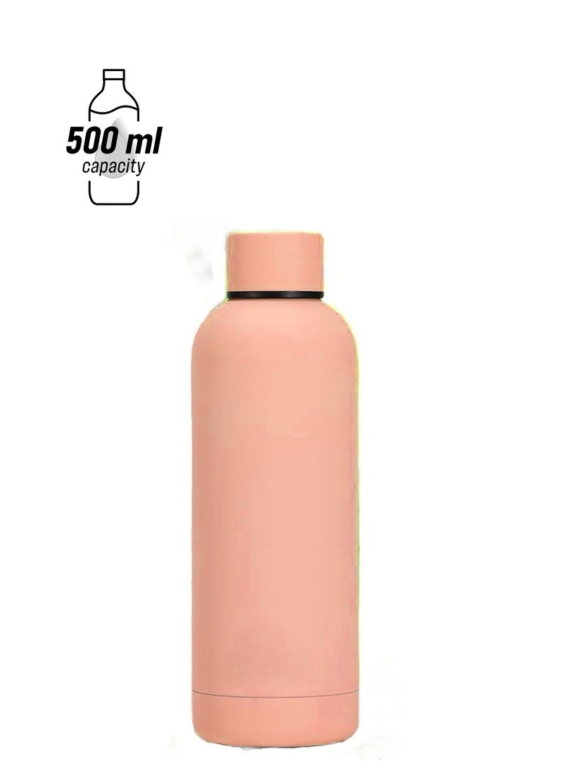 Vichivy Vichivy Stainless Steel water bottle 500 ML - Insulated Flask for Hot & Cold Drinks, Kids-Friendly, BPA-Free - Ideal Thermos for Sports, kids school, gym, work, open spaces Pink  - Image 1