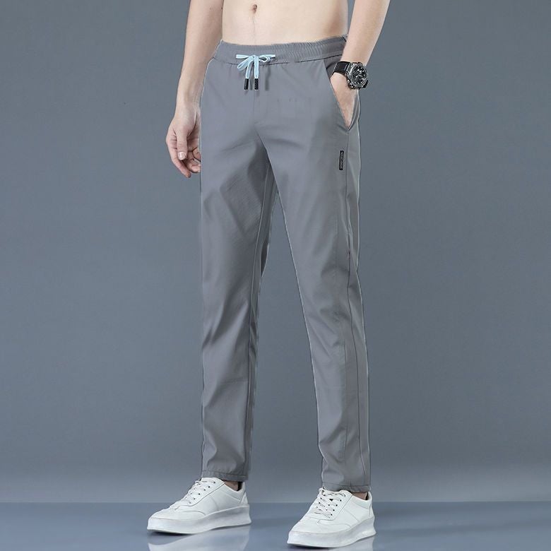 Summer Ice Silk Ultra-thin Pleated Linen Pants Mens Loose Wear-resistant Work Clothes Summer Long Pants Mens K145 black - Image 5