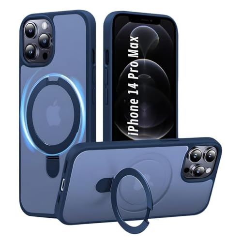 AIBEX Back Cover for Apple iPhone 14 PRO MAX with OStand Ring Kickstand|Mag-Saf Compatible Magnetic Metal Alloy Ring|Wireless Charging|Slim Thin Scratch Resistant Armor|Shockproof Protective Case-Blue - Image 1